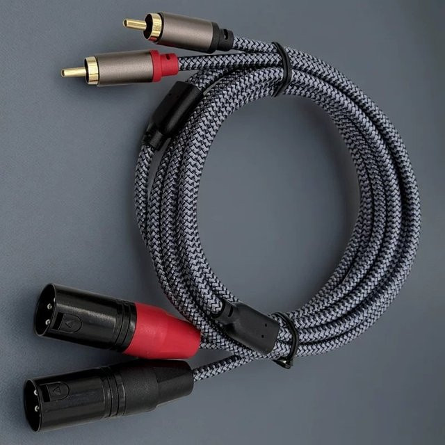 HIFI Audiokabel 2RCA auf 2XLR männlich zu 3-Pin XLR weiblich zu RCA männlich in Grau für Lautsprecher, Verstärker und Mischpult - Bild 1