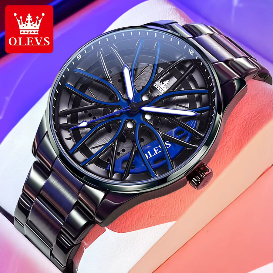 OLEVS Armbanduhr Edelstahl, Quarz, Herren, Black Purple - Bild 2