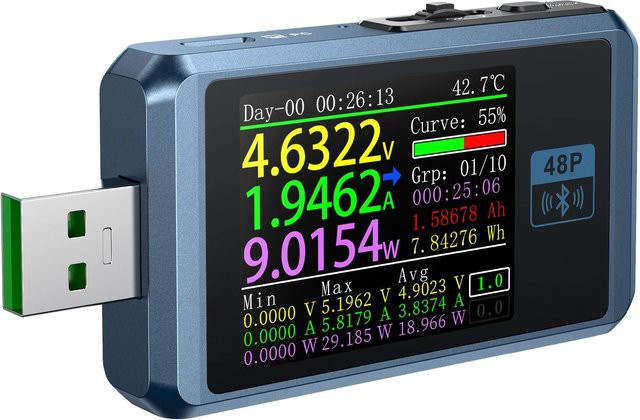 Fnirsi FNB48P Spannungstester mit Bluetooth in Blau, 156W, 24V - Bild 1