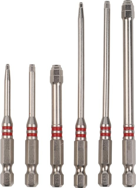 6-teiliges Set DAZZLEEX elektrische Schraubendreher-Bits mit Sechskantschaft in Rot und Silber - Bild 1