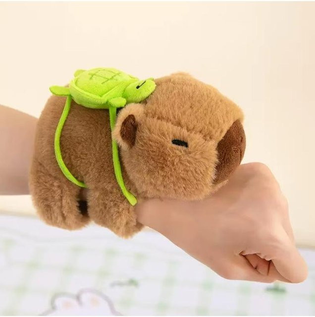 Yiran toy Capybara Slap-Snap-Wrap-Armband, Plüsch-Stofftier, Braun - Bild 1
