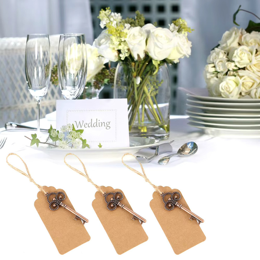 40er Set Willstar Flaschenöffner in Skelett-Schlüssel-Optik aus Metall, Kupfer und Gold, inklusive Aufkleber-Karten als Gastgeschenk für Hochzeit und Feier - Bild 2