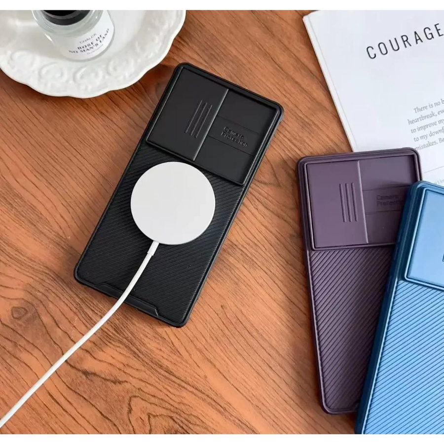 Tuiying002 Magnetische Schutzhülle für Samsung Galaxy S25 Ultra mit Kameraschutz und Schiebefach, Himmelblau - Bild 2