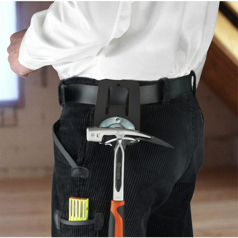 Connex Hammerhalter Swinger aus Metall und Leder in Silber und Schwarz - Bild 2