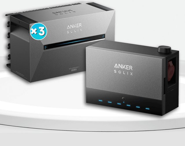 Anker SOLIX Power Dock mit Anker SOLIX Solarbank 3 E2700 Pro x3 in Grau - Bild 1