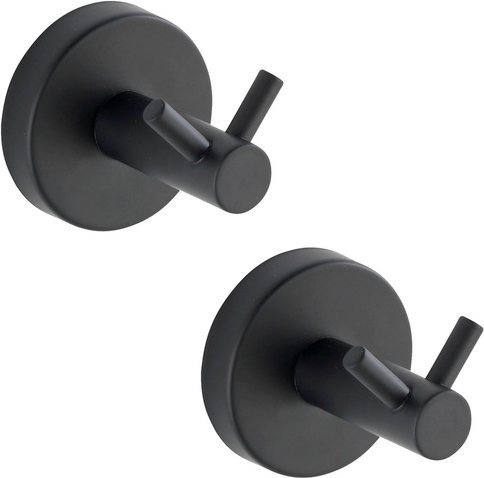 WENKO Wandhaken Bosio aus Edelstahl in Schwarz matt, H: 5,5 cm, B: 5,5 cm, T: 5,5 cm - Bild 1