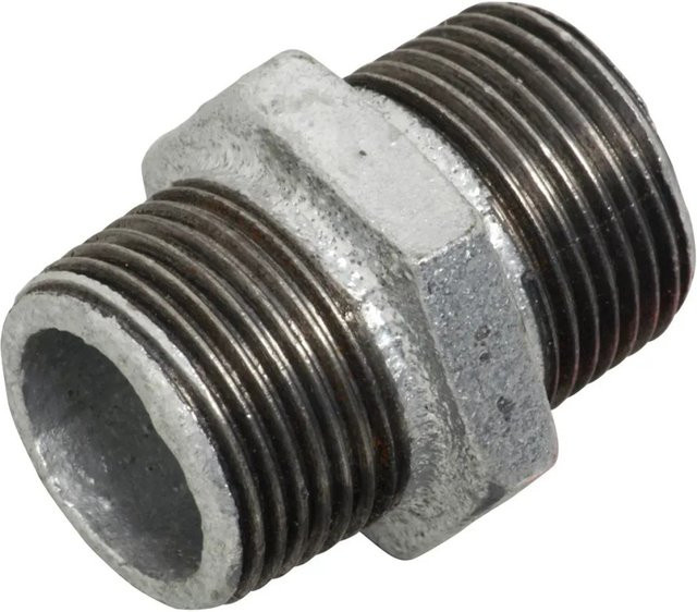 Doppelnippel LUX-TOOLS aus verzinktem Kunststoff, Farbe: Silber, 1 Zoll (33,3 mm) - Bild 1