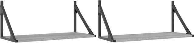 vidaXL Wandregale 2er-Set in Grau Sonoma aus Holzwerkstoff und Metall, B/T/H: 60 x 25 x 25,5 cm - Bild 1