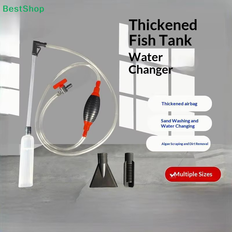 HELTC Aquarium-Siphon-Staubsauger Set mit verstärktem Luftbeutel, Kiesreiniger und Algenschaber - Bild 2