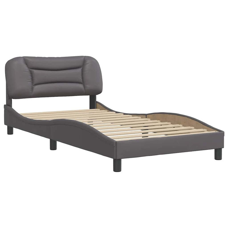 Vidaxl Polsterbett mit Kopfteil aus Kunstleder, Grau, B/T: 100 x 200 cm - Bild 3