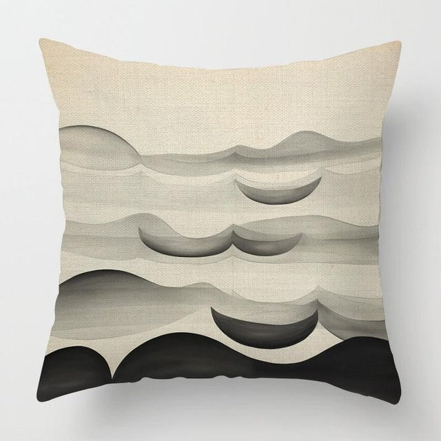 JMG Clothing Kissenhülle mit abstraktem geometrischem Design in Beige, quadratisch, maschinenwaschbar, B/T/H: 45 x 45 x 0 cm - Bild 1
