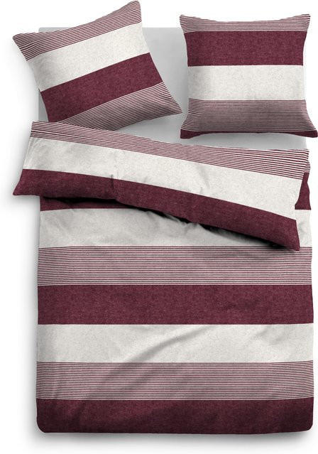 Tom Tailor Bettwäsche aus Baumwoll-Flanell mit Grafikmuster in Rot, Set bestehend aus Bettbezug und Kissenbezug, B/H: 155 x 220 cm und 80 x 80 cm - Bild 1