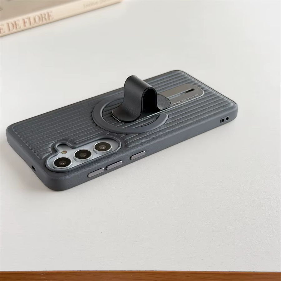 Magnetische faltbare Standhülle aus Echtleder für Samsung Galaxy S26 Ultra, S25 Ultra und S24 Plus in Blau mit MagSafe-Unterstützung - Bild 2