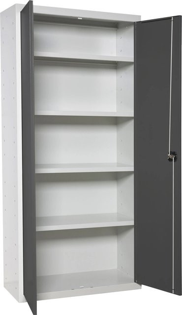 PROREGAL Stahlschrank AMEGO Metallschrank mit Flügeltüren in Anthrazit und Weiß, H x B x T: 180 x 60 x 40 cm - Bild 1