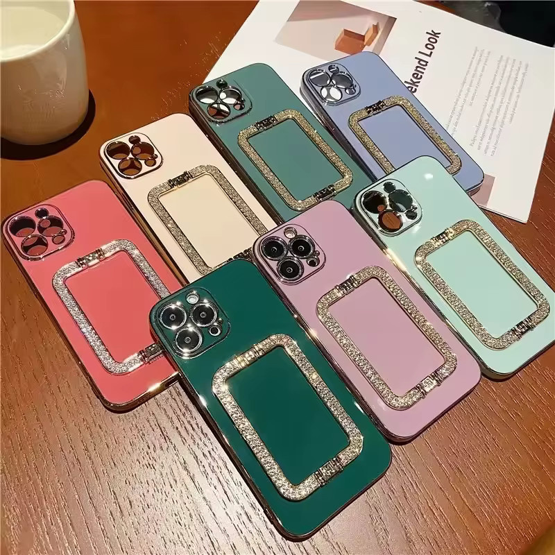 Glitzernde Handyhülle mit Diamant-Halterung für Samsung Galaxy S25 S24 S23 S22 S21 S20 Ultra Plus FE Note 20 Pro in Weiß - Bild 3