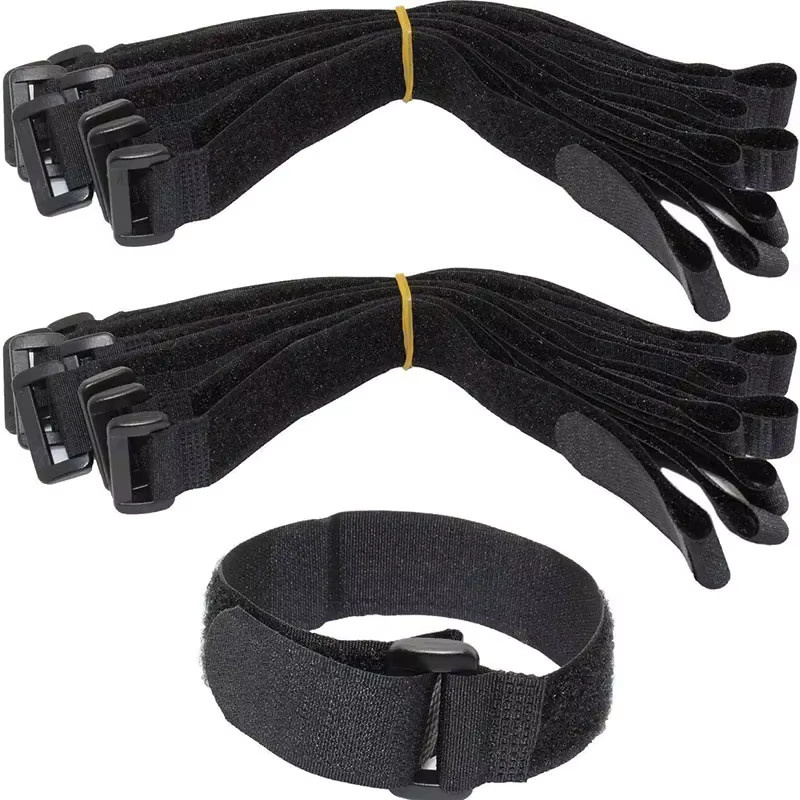 Wiederverwendbare Klettband Kabelbinder aus Nylon für dein Kabelmanagement in Schwarz und Grün - Bild 3