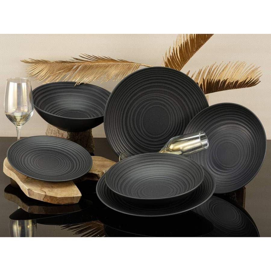 CreaTable Tafelservice Lava Stone 12-teilig aus Keramik in Schwarz - Bild 5
