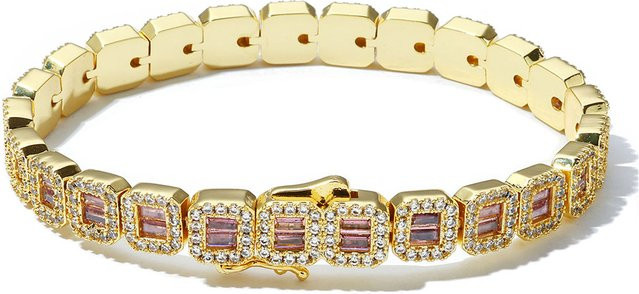 ESKEEM Tenniskette, Lila Baguette CZ Diamant, Clustered Micro Pave - Bild 1