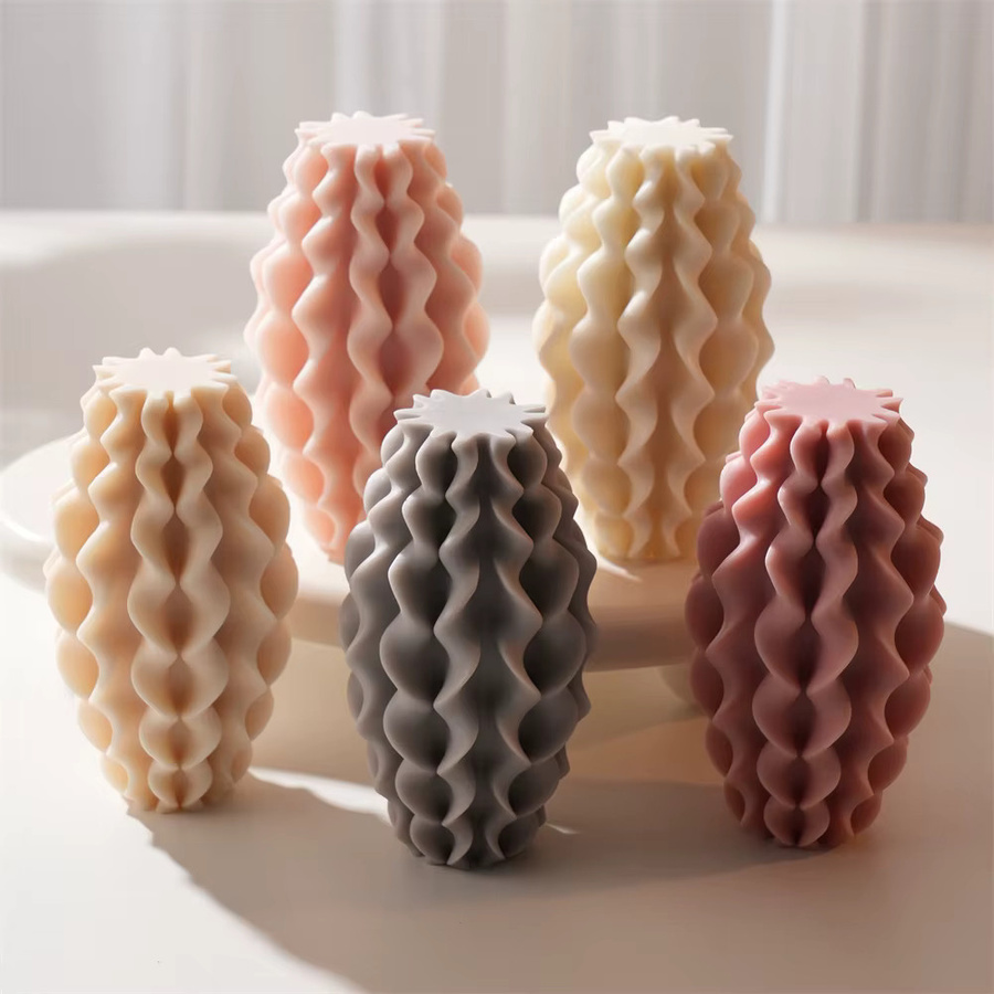 SANZON Silikonform für geometrische Wellen-Spiral-Säulenkerzen in Pink und Multicolour für abstrakte Kunstdeko - Bild 3
