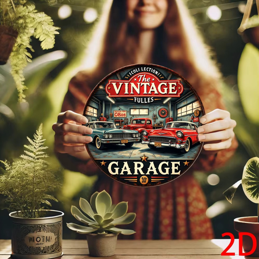 Rundes Wandschild aus Aluminium von HELLOYOUNG im Vintage-Retro-Garage-Stil, mehrfarbiges Metallschild mit klassischem Design, Durchmesser: 20 cm - Bild 3