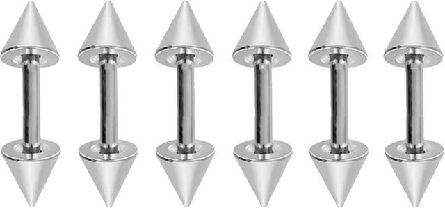Steckerohrringe Edelstahl, Silber, Unisex, 6er-Set - Bild 1