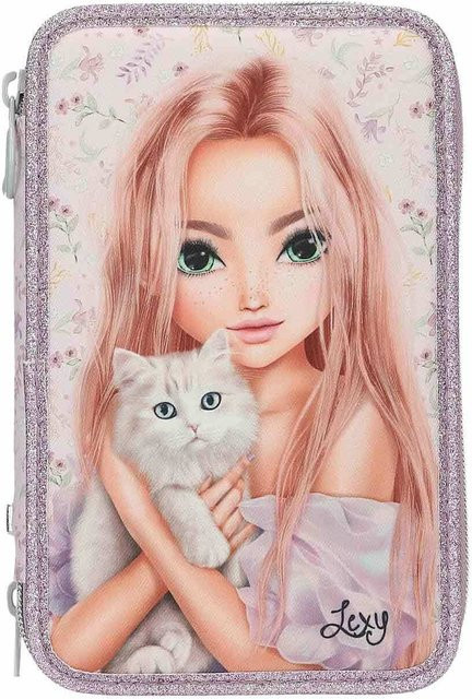 Depesche 3-Fach Federtasche BLOOMING KITTY TOPModel in Pink und Rosa, B/T/H: 7,5 x 13 x 20 cm - Bild 1