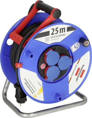 Brennenstuhl Garant Kabeltrommel IP44 mit 25 m H07RN-F Kabel, 3-fach Steckdose, Schwarz/Blau, B: 19,0 cm, H: 37,0 cm - Bild 1
