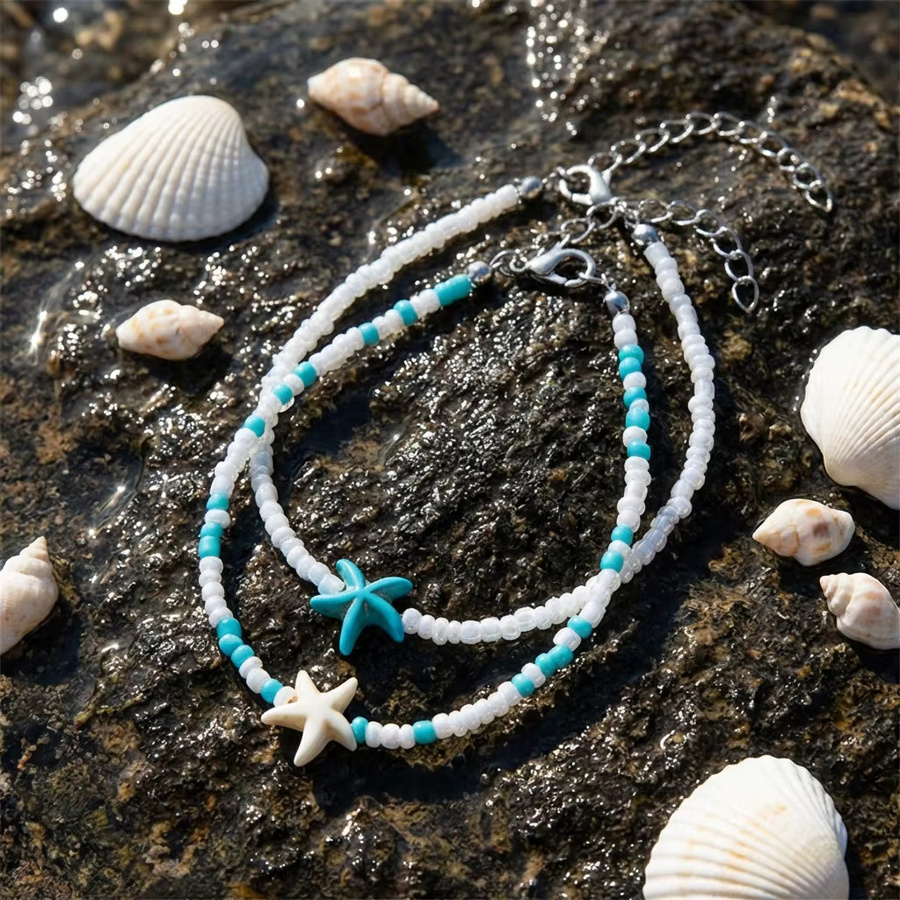 Rinhoo Fußkettchen-Set, Blau, Perle, Unisex - Bild 4
