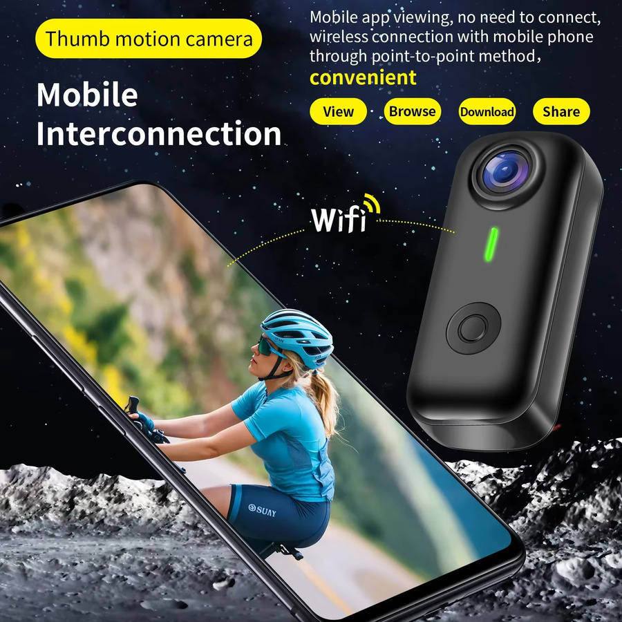 Lenovo Mini Action Camera 1080P in Schwarz mit WLAN, 120° Weitwinkel und Anti-Shake für Vlog, Radfahren und Motorrad - Bild 3