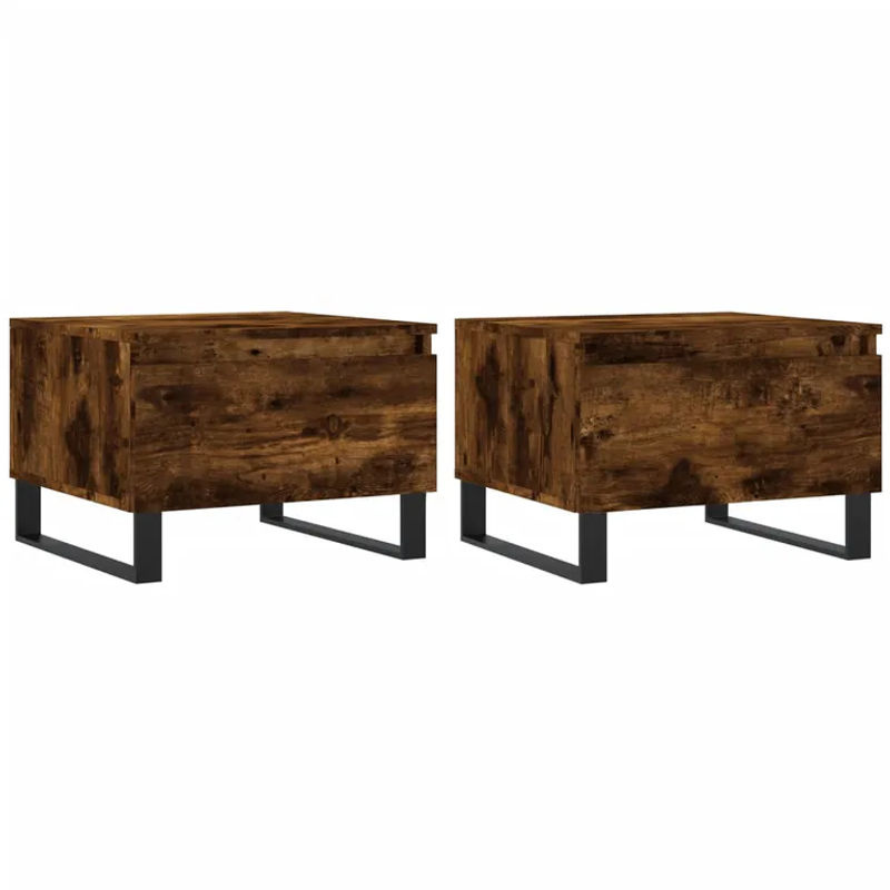 vidaxl Couchtisch Set 2 Stück Modern in Braun aus Geräuchertem Eichen-Composite und Metall B/T/H: 50 x 46 x 35 cm - Bild 2