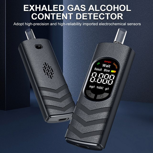 PHONEPACE Digitaler Alkoholtester mit LCD-Display in Schwarz - Bild 1