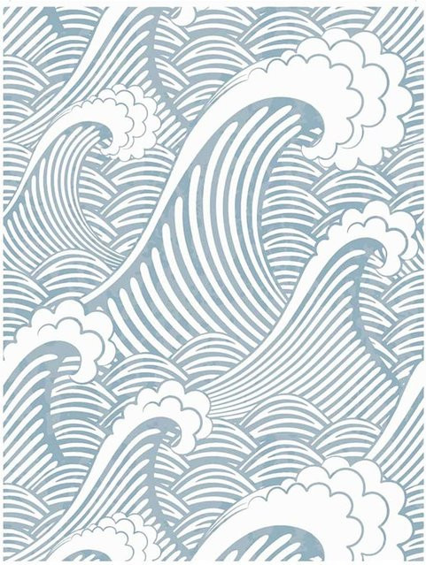 Meihodan Selbstklebende Tapete in Blau-Weiß mit Wellen-Design, Wasserdicht und Handbemalt - Bild 1
