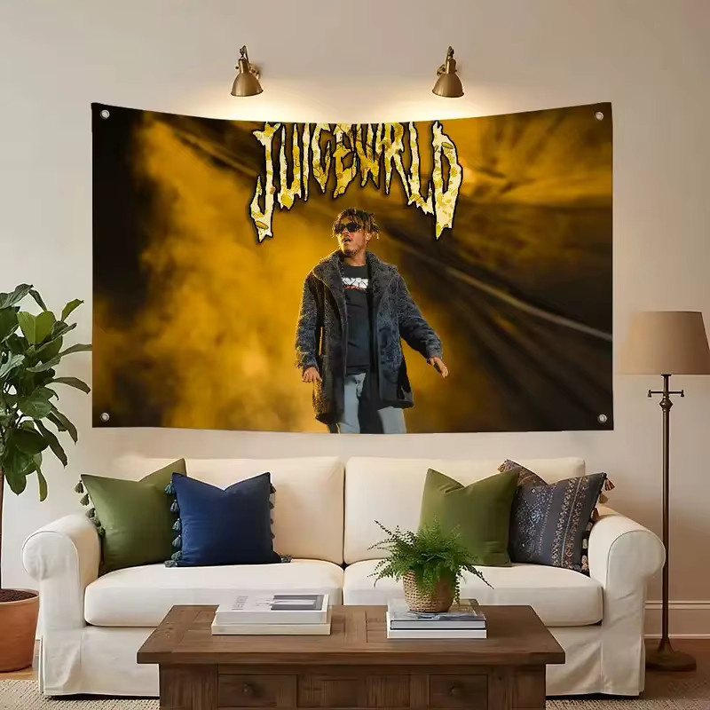 VIKAMA Juice WRLD Wandteppich Musiker Wandbehang Mehrfarbig Stoffbanner für dein Schlafzimmer - Bild 2