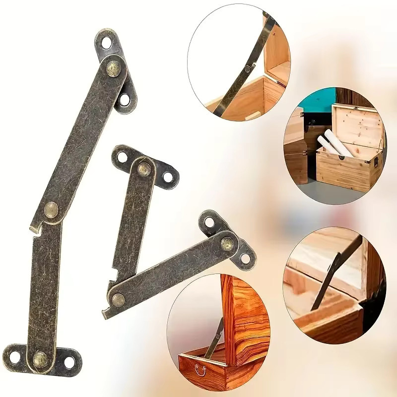 XMSJ 6er Set rustikale Klappdeckelstützen in Bronze und Braun mit verstellbarer Haltefunktion für Schränke - Bild 4