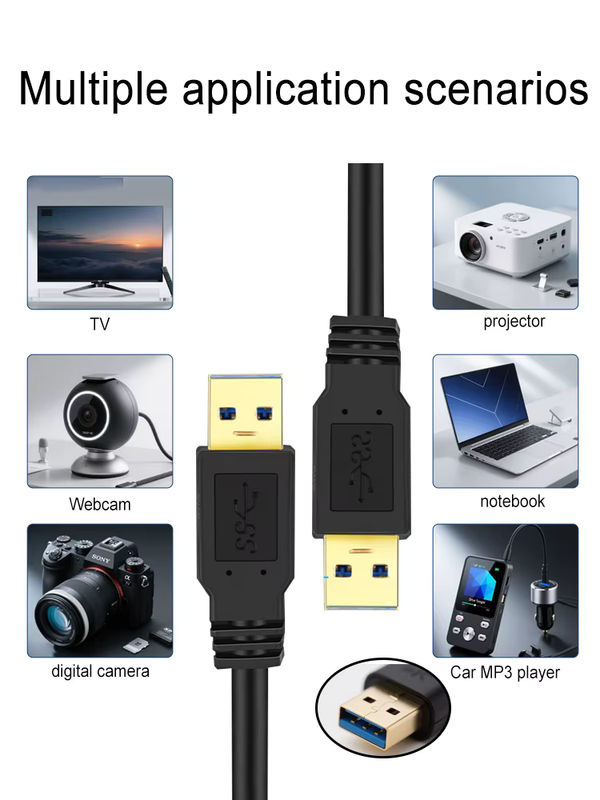 USB 3.0 auf USB Kabel in Schwarz für Festplattengehäuse, Drucker, Modem und Kameras, Länge: 50 cm - Bild 6