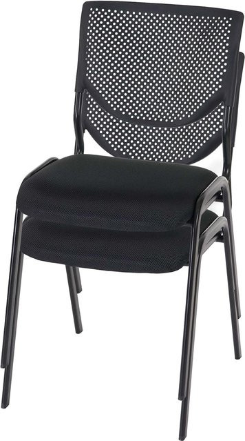 MCW 2er-Set stapelbare Besucherstühle T401 mit schwarzem Textilsitz und schwarzen Füßen - Bild 1