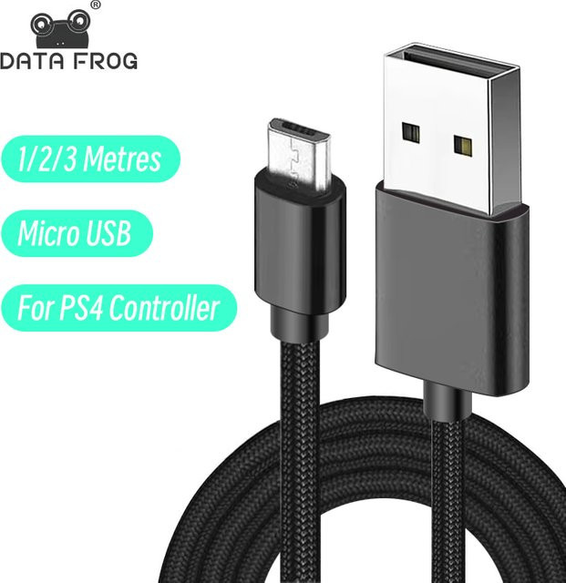 USB-Ladekabel für PS4 Controller und Gamepads, Schwarz, USB-A auf USB-C - Bild 1