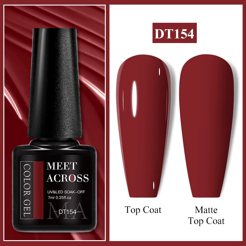 MEET ACROSS Gel-Nagellack-Set, Rotbraun, Glänzend, 2-teilig - Bild 2