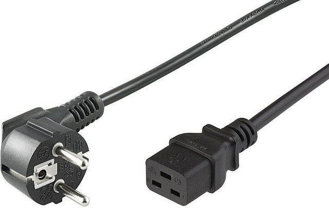 MicroConnect Stromkabel CEE 7/7 auf IEC 60320 C19 gewinkelt, Schwarz, Länge: 5,0 m - Bild 1