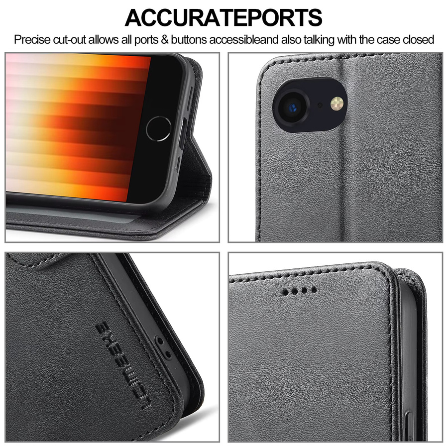 Luxuriöse Flip-Lederhülle für Apple iPhone in Schwarz mit Kartenfächern und Stoßschutz - Bild 5