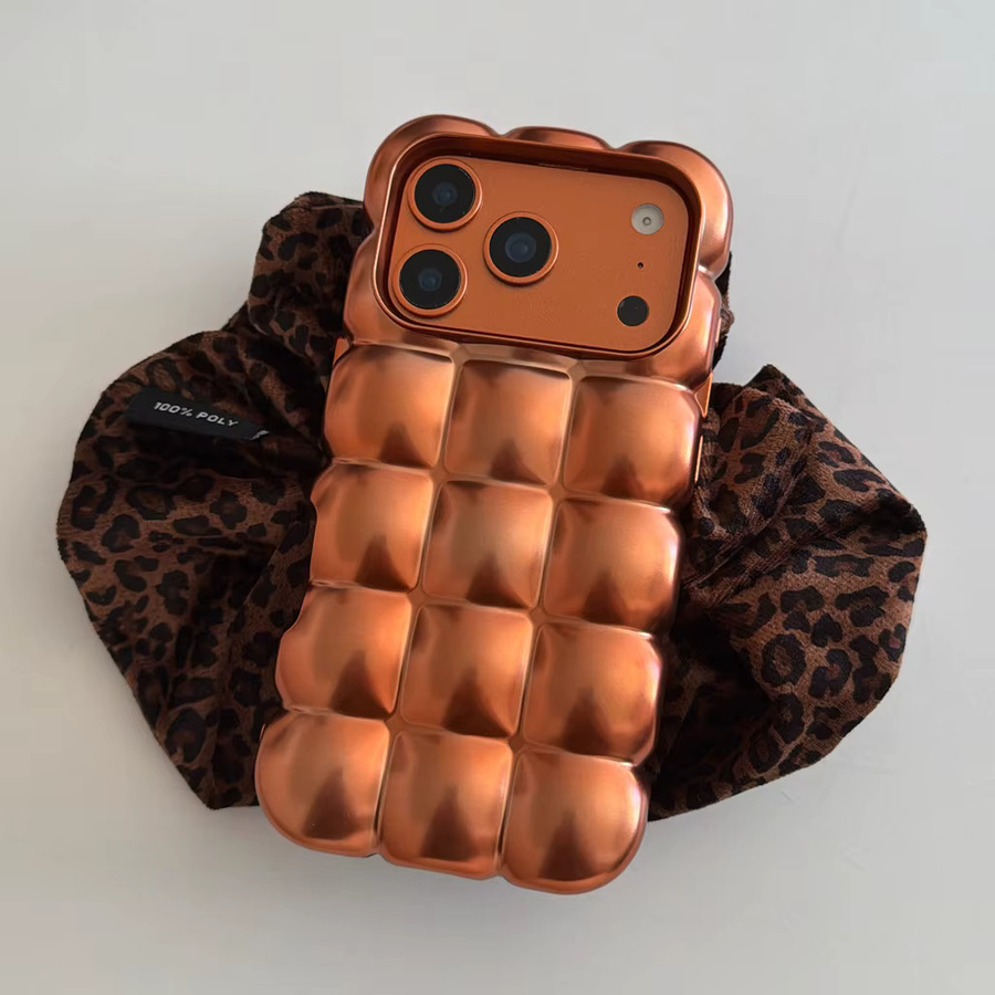 Handyhülle mit stereoskopischem Brot-Gittermuster für iPhone 17 16 15 14 13 12 Pro Max in Silber - Bild 3