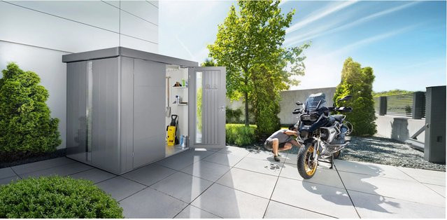 Biohort Gerätehaus Neo 2B mit Standardtür aus Metall in Quarzgrau-Metallic, B/T/H: 236 x 236 x 222 cm - Bild 1