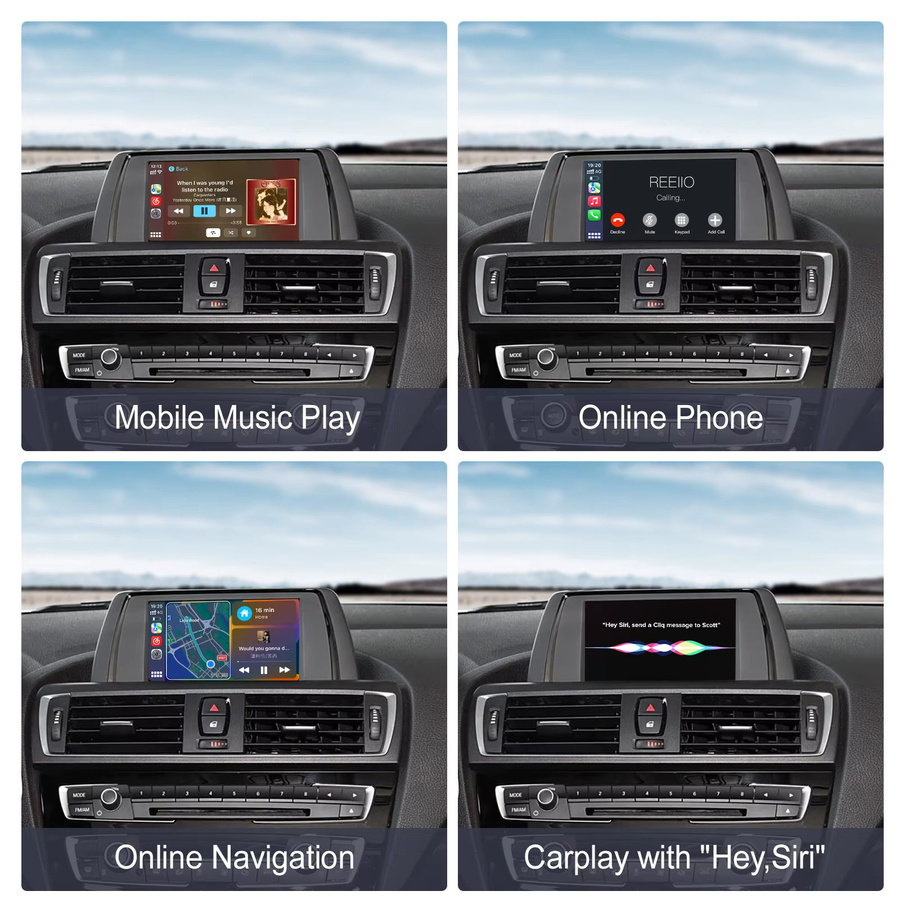 REEIIO Drahtloses CarPlay und Android Auto Interface mit MirrorLink, Airplay und Rückkamera für BMW 1er 2er F20 F21 F22 F23 F45 (2011–2020) NBT EVO, Schwarz - Bild 2