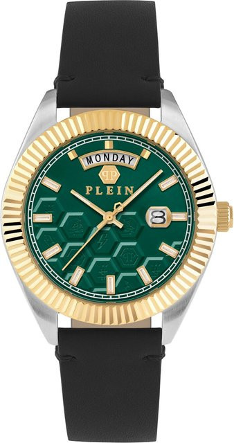 Philipp Plein Herrenuhr, Quarz, Edelstahl, Leder, Grün, 42 mm, 5 ATM - Bild 1