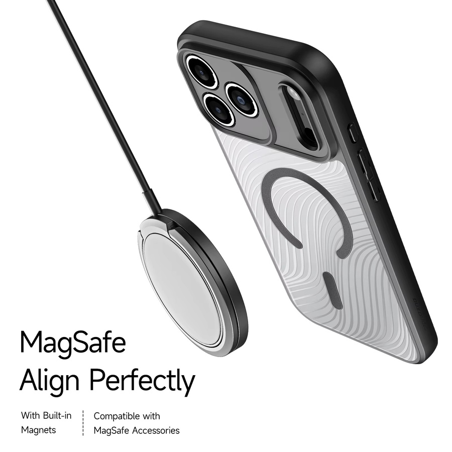 DUX DUCIS stoßfeste Handyhülle für iPhone 17 Pro Max und iPhone 17 Pro mit magnetischer Rückseite und transparenten fließenden Linien in Schwarz - Bild 2