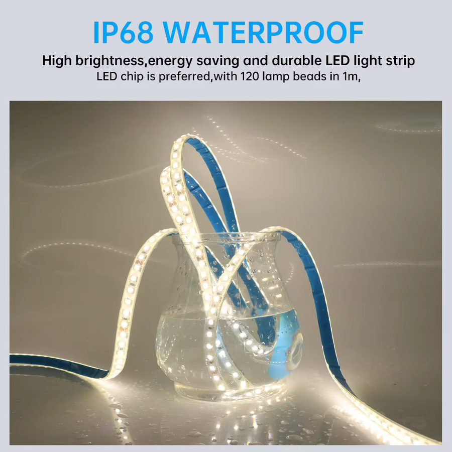 GAHADA IP68 Wasserdichter LED-Streifen 12V mit 120 LEDs/m, Selbstklebend, Weiß, SMD 2835, Flexibles Silikon-Band für Außenbereich und Heimdekoration - Bild 3