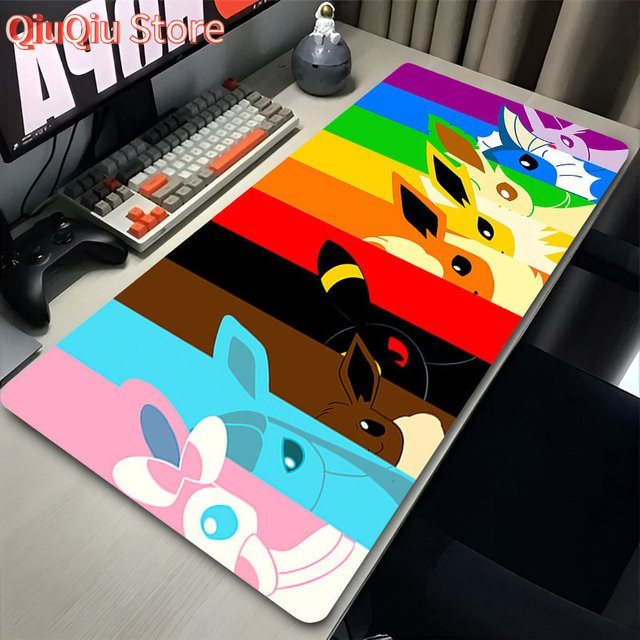 Bandai Neon Line Art Eeveelutions Gaming-Mauspad, wasserdichte und rutschfeste Schreibtischunterlage, multicolour - Bild 1