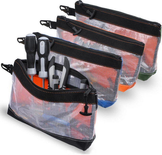 Wasserdichte Werkzeug-Aufbewahrungstasche aus transparentem PVC in Blau, tragbare EDC-Teile-Tasche, B/T/H: 30,0 x 18,0 x 6,0 cm - Bild 1