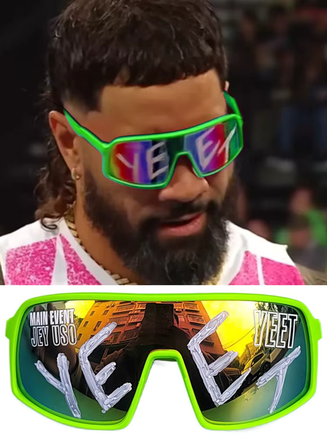 Jey Uso YEET Sonnenbrille, Vollrand, Grün Rot, Kunststoff - Bild 4