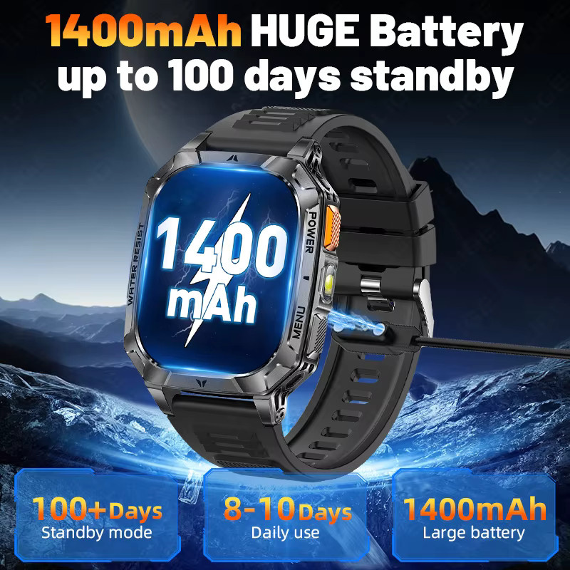 LIGE Smartwatch, Schwarz, Silikon, 10 ATM, Herren - Bild 5